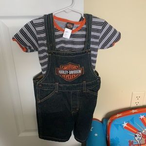 Toddler Harley Davidson overall outfit